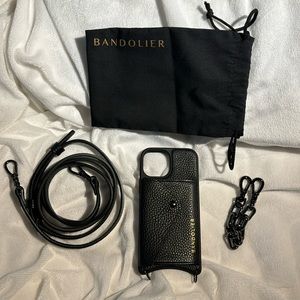Bandolier Hailey Black & Pewter with extra Chain Wristlet iPhone 13 Mini